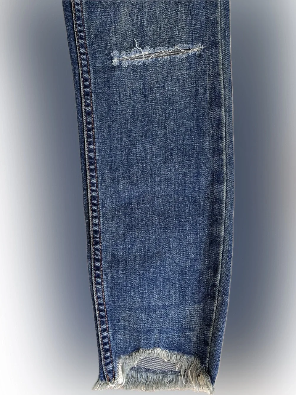 Free People Frayed Hem Skinny Jeans - Tupelo Blue